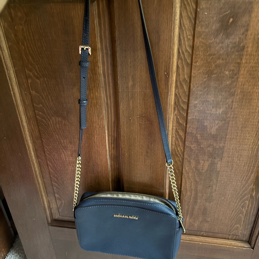 Michael Kors Midnight Blue Crossbody Bag with Gold Chain